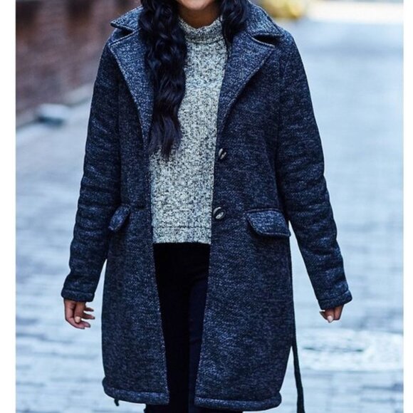 NWT Steve Madden Woman's Charcoal Heather Gray Belted Coat Size XL - Picture 6 of 15